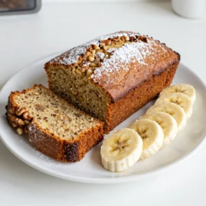 - 3 ripe bananas, thoroughly mashed - 1/3 cup unsalted butter, melted - 1 teaspoon pure vanilla extract - 1 large egg, beaten well - 1 teaspoon baking soda - A pinch of fine sea salt - 3/4 cup granulated sugar - 1 cup all-purpose flour - 1/2 cup walnuts or pecans, finely chopped (optional) - 1/2 teaspoon ground cinnamon (for an added flavor dimension) The key to great banana bread starts with ripe bananas. Choose bananas that are brown and soft. This gives the bread natural sweetness and moisture. Next, unsalted butter adds richness. It helps create a tender crumb. The melted butter mixes well with the bananas, making a smooth batter. Pure vanilla extract adds depth to the flavor. It enhances the sweetness and aroma. Baking soda acts as a leavening agent. It makes the bread rise and keeps it light. The pinch of salt balances the sweetness and enhances flavor. Granulated sugar gives the bread its sweetness. It caramelizes during baking, creating a nice crust. All-purpose flour provides structure. It holds everything together. Lastly, optional add-ins like walnuts or pecans give a nice crunch. Ground cinnamon adds warmth and spice to the bread. You can personalize your banana bread with fun add-ins. Try adding chocolate chips for a sweet twist. Dried fruits like raisins or cranberries can add a burst of flavor. For a nutty crunch, use chopped almonds or hazelnuts. You can also swap in some whole wheat flour for added fiber. Feel free to mix and match these add-ins to create your perfect banana bread! {{ingredient_image_2}} Start by preheating your oven to 350&deg;F (175&deg;C). This step is key for even baking. While the oven heats, take a 9x5 inch loaf pan. Lightly grease it with butter or line it with parchment paper. This makes it easy to remove the bread later. In a large mixing bowl, mash the 3 ripe bananas until smooth. You want a creamy texture. Then, pour in 1/3 cup melted unsalted butter. Mix these two until they blend well. Next, add in 1 beaten egg and 1 teaspoon of pure vanilla extract. Stir until everything looks uniform. This mixture is the base of your banana bread. Now, it&rsquo;s time to add the dry ingredients. Sprinkle 1 teaspoon of baking soda and a pinch of fine sea salt over the banana mix. Stir to combine thoroughly. Then, pour in 3/4 cup granulated sugar. Mix again until it&rsquo;s all well blended. Finally, add in 1 cup of all-purpose flour. Fold it in gently with a spatula. Don&rsquo;t over-mix; a few lumps are fine. They keep your bread soft. If you want some crunch, fold in 1/2 cup of chopped walnuts or pecans. You can also add 1/2 teaspoon of ground cinnamon for extra flavor. Mix gently until everything is evenly spread. Now, transfer the batter into your prepared loaf pan. Smooth the top with a spatula. This helps it cook evenly. Place the pan in the oven and bake for 60 to 65 minutes. To check if it&rsquo;s done, insert a toothpick into the center. It should come out clean or with a few moist crumbs. Once baked, let the bread cool in the pan for 10 minutes. Then, carefully move it to a wire rack. Let it cool completely before slicing. Enjoy your homemade banana bread! To make your banana bread soft, use very ripe bananas. The riper, the better. They add natural sweetness and moisture. Mash them well to avoid lumps. Mix your wet ingredients until smooth for a creamy batter. When adding flour, fold gently. Over-mixing can make the bread tough. A few lumps are okay; they keep it light and fluffy. If you don't have unsalted butter, you can use coconut oil. It adds a nice flavor. For the egg, a flax egg works too. Just mix one tablespoon of ground flaxseed with three tablespoons of water. Let it sit for a few minutes. If you're out of baking soda, use baking powder. Just double the amount, but keep an eye on the texture. You can swap out walnuts for chocolate chips if you prefer a sweeter taste. One big mistake is using cold ingredients. Always let your eggs and butter warm up to room temp. This helps everything mix well. Another mistake is not checking the oven temperature. Ovens can be off by a few degrees. Use an oven thermometer for accuracy. Finally, don&rsquo;t skip the cooling step. Letting the bread cool completely helps it set and makes slicing easier. Pro Tips Use Overripe Bananas: The riper the bananas, the sweeter and more flavorful your banana bread will be. Look for bananas with brown spots for the best results. Don&rsquo;t Overmix: Mixing the batter too much can lead to dense banana bread. Mix until just combined for a light and fluffy texture. Experiment with Mix-ins: Feel free to customize your banana bread with different add-ins like chocolate chips, dried fruit, or coconut for a unique twist. Store Properly: To keep your banana bread fresh, wrap it tightly in plastic wrap or aluminum foil. It can be stored at room temperature for a few days or frozen for longer storage. {{image_4}} You can spice up your banana bread with fun flavors. Adding chocolate chips makes it sweet and rich. You can use semi-sweet or dark chocolate. Aim for 1/2 cup for a great taste. Dried fruits like raisins or cranberries add chewiness. Mix in 1/2 cup of your choice for a fruity twist. These additions can change the bread from simple to special. For gluten-free banana bread, swap all-purpose flour with gluten-free flour. Look for a blend that works for baking. You may need to add a bit of xanthan gum for the right texture. This will help the bread rise and stay together. The taste will be just as good, and it will be safe for gluten-free diets. To make this recipe vegan, replace the egg with a flax egg. Mix one tablespoon of ground flaxseed with three tablespoons of water. Let it sit for about five minutes to thicken. You can also use plant-based butter instead of regular butter. This will keep the bread moist and tasty. Use these swaps, and you'll have a warm, vegan delight! After you bake your banana bread, let it cool fully. Wrap it tightly in plastic wrap. This keeps it moist and fresh. You can also store it in an airtight container. Place it at room temperature for up to four days. If you want it to last longer, consider refrigeration. Just know it may dry out a bit. To freeze banana bread, slice it first. Wrap each slice in plastic wrap. Then place the wrapped slices in a freezer-safe bag. This way, you can take out just what you need. Banana bread can last in the freezer for up to three months. When you're ready to eat it, simply thaw at room temperature. For a warm treat, pop it in the microwave for a few seconds. If your banana bread feels dry, don&rsquo;t worry. You can fix it. Cover the bread with a damp paper towel. Heat it in the microwave for 10 to 15 seconds. This method adds moisture back to the bread. Another option is to enjoy it with a spread. Cream cheese or butter can add flavor and texture. You can tell banana bread is done by using a toothpick. Insert it into the center of the loaf. If it comes out clean or with a few moist crumbs, your bread is ready. The edges should pull away slightly from the pan. The top should be golden brown. Yes, you can use frozen bananas! Just thaw them first. Once thawed, mash them well. Frozen bananas often have more moisture, so you may need to adjust baking time slightly. Banana bread is great on its own, but you can add spreads. Creamy butter or cream cheese pairs well. You can also serve it with honey or jam. Slices can be toasted for extra flavor, too. Homemade banana bread lasts about 3 to 4 days at room temperature. Store it in an airtight container. If you want it to last longer, freeze it. Wrapped well, it can last up to 3 months in the freezer. Banana bread is simple and tasty. We covered the key ingredients, step-by-step baking, and tips for great results. Remember to avoid common mistakes to ensure your bread has good texture and flavor. You can make variations with add-ins or choose gluten-free and vegan options. Store your bread well and even salvage it if it gets dry. With these insights, you can bake banana bread with confidence and enjoy it fresh. Happy baking!
