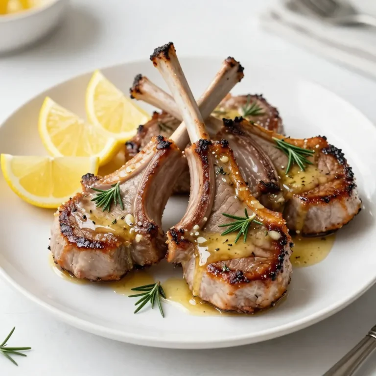 - 4 lamb chops - 4 tablespoons unsalted butter - 4 cloves garlic, finely minced - 1 tablespoon fresh rosemary, finely chopped - 1 tablespoon fresh thyme, finely chopped - Salt and freshly cracked black pepper, to taste - 1 tablespoon olive oil - Fresh lemon wedges, for serving The key to great garlic butter lamb chops is in the ingredients. I start with quality lamb chops. Look for thick cuts with good marbling. This gives the meat flavor and tenderness. Next, I use unsalted butter. It melts beautifully and blends well with garlic. I chop the garlic finely. This helps it infuse into the butter quickly. Herbs bring depth to the dish. Rosemary and thyme are classic choices. They complement the lamb's rich taste. I always use fresh herbs when possible. They make a big difference. For seasoning, I reach for salt and freshly cracked black pepper. These simple ingredients enhance the flavor without overpowering it. I also add a bit of olive oil. It helps to sear the chops and adds a lovely richness. Lemon wedges are a must for serving. They brighten up the dish and add a fresh zing. Just a squeeze over the lamb chops makes it shine. With these ingredients, you create a dish that's rich and flavorful. It's sure to impress! {{ingredient_image_2}} First, pat the lamb chops dry with paper towels. This step helps remove moisture. Next, season both sides of each chop with salt and freshly cracked black pepper. This seasoning is key to enhancing the rich flavor of the lamb. In a small saucepan, melt the unsalted butter over low heat. Once melted, add the finely minced garlic and the fresh herbs: rosemary and thyme. Cook this mixture for 2-3 minutes. You want the garlic to become fragrant and soft. This garlic butter adds a rich taste to your lamb. Heat the olive oil in a large skillet over medium-high heat. When the oil shimmers, carefully add the seasoned lamb chops. Sear each chop for about 3-4 minutes on each side. You want them beautifully browned and cooked to your liking. A medium-rare chop is usually around 135°F. Reduce the heat to medium. Now, pour the prepared garlic butter over the lamb chops. Make sure they are coated evenly. Use a spoon to baste the garlic butter over the chops for 1-2 more minutes. This helps the flavors meld while they cook. Once the lamb chops reach your desired doneness, remove them from the skillet. Place them on a plate and loosely cover with aluminum foil. Let them rest for 5 minutes. This resting is crucial. It helps the juices redistribute, making each bite tender and flavorful. For serving, plate the lamb chops warm. Add fresh lemon wedges on the side for a zesty touch. Drizzle any leftover garlic butter from the skillet over the top of the chops. This extra butter enhances the flavor and richness. How do I use a meat thermometer? A meat thermometer helps you check the lamb's internal temp. Insert it into the thickest part of the chop. For medium-rare, aim for about 135°F. What are the cook times for lamb? Cooking times vary. Generally, lamb chops need about 3-4 minutes per side for medium-rare. Adjust for your taste. What other herbs or spices can I add? You can add herbs like mint or oregano. Spices like cumin or smoked paprika also work well. These will give the lamb a unique taste. How do I infuse the garlic butter? To infuse garlic butter, melt butter over low heat. Add minced garlic and herbs. Cook until fragrant. This adds depth to your dish. What are some garnishing ideas? Garnish with fresh herbs like rosemary or thyme. Add lemon zest for a pop of color. This makes your dish look fresh and inviting. What sides should I serve with lamb chops? Pair lamb chops with roasted vegetables or a simple salad. Garlic mashed potatoes or couscous also make great sides. They complement the rich flavors. Pro Tips Choose Quality Meat: Opt for high-quality lamb chops for the best flavor and tenderness. Look for chops with a good amount of marbling. Let It Rest: Always allow the lamb chops to rest after cooking. This helps the juices redistribute throughout the meat, making each bite more succulent. Use Fresh Herbs: Fresh herbs elevate the dish significantly. If possible, use fresh rosemary and thyme instead of dried for a more vibrant flavor. Adjust the Doneness: For perfectly cooked lamb, use a meat thermometer to check the internal temperature. Aim for 135°F for medium-rare, 145°F for medium. {{image_4}} You can cook garlic butter lamb chops in several ways. Grilling gives a smoky flavor. It adds a nice char to the meat. To grill, preheat your grill to high. Cook the lamb chops for 4-5 minutes on each side. This method works well for summer barbecues. Pan-searing is another great option. It gives a nice crust while keeping the inside juicy. Heat your skillet over medium-high heat. Sear the chops for about 3-4 minutes per side. This method is quick and perfect for a weeknight dinner. Sous vide is a unique method. It lets you control the temperature very precisely. To sous vide, season the chops and seal them in a bag. Cook them in a water bath at 130°F for 1-2 hours. After that, sear them briefly in a hot pan for a crispy finish. Adding herbs or spices can elevate your garlic butter lamb chops. Fresh mint or parsley adds a bright taste. You can also try adding smoked paprika for a deeper flavor. A sprinkle of cumin or coriander creates a warm, earthy vibe. If you want a spicy kick, consider red pepper flakes. They add heat without overpowering the dish. You can mix in a bit of harissa or chili paste for another layer of flavor. If lamb chops are hard to find, don’t worry! You can use lamb loin or racks. These cuts are tender and flavorful. Adjust cooking times slightly, as they may cook faster than chops. If you prefer beef, ribeye or sirloin can be great substitutes. These cuts are rich and juicy. Just keep an eye on the cooking times, as beef may require different timings than lamb. To store cooked lamb chops, place them in an airtight container. This keeps them fresh and prevents any odors from the fridge. You can store them for up to three days. Always let them cool before sealing the container. This way, you avoid extra moisture, which can make the meat tough. If you want to keep the lamb chops longer, freezing works well. Wrap each chop in plastic wrap. Then, place them in a freezer bag or container. This will prevent freezer burn. You can freeze them for up to three months. To thaw, move them to the fridge overnight. For quick thawing, place them in cold water for about an hour. To reheat, use the oven or a skillet. For the oven, preheat to 350°F. Place the chops on a baking sheet and cover them with foil. Heat for about 10-15 minutes. In a skillet, add a splash of broth or water to keep them moist. Heat over medium heat for about 5 minutes. You can also add a bit more garlic butter for extra flavor. This keeps the chops juicy and tasty. To cook lamb chops, timing matters. For medium-rare, aim for 3-4 minutes per side. A meat thermometer helps here. Check for about 135°F. For medium, go for 4-5 minutes per side, aiming for about 145°F. Adjust the time based on thickness. Always let them rest for 5 minutes after cooking. This helps keep them juicy. Yes, you can use frozen lamb chops. Start by thawing them safely in the fridge overnight. If you're short on time, you can cook them from frozen. Just add a few extra minutes to the cooking time. Sear the outside first, then finish cooking in the oven if needed. Always check for doneness with a thermometer. Garlic butter lamb chops pair well with many sides. Here are some great options: - Roasted vegetables (like carrots and Brussels sprouts) - Creamy mashed potatoes - Fresh green salad with lemon vinaigrette - Grilled asparagus or green beans - Couscous or quinoa for a hearty touch These sides complement the rich flavors of the lamb chops well. Enjoy your meal! Here’s a brief recap of our guide to cooking garlic butter lamb chops. I covered main ingredients, seasoning, and step-by-step cooking instructions. We also explored tips for doneness and storage options. Cooking lamb chops is simple and rewarding. With the right techniques, you can impress anyone at your table. Enjoy crafting flavorful plates and experimenting with your favorite twists. Now, get cooking and savor each bite!