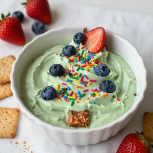 - 8 oz cream cheese, softened - &frac12; cup powdered sugar - 1 tsp vanilla extract - 1 cup whipped topping (such as Cool Whip) - &frac12; cup vanilla or Funfetti cake mix - &frac14; cup green food coloring - &frac12; cup rainbow sprinkles, plus extra for garnish - 1 cup crushed graham crackers, for serving - Fresh fruit (strawberries and blueberries) for garnish To make Christmas Tree Cake Dip, gather all your ingredients. Start with 8 ounces of softened cream cheese. This helps create a smooth base. Next, add half a cup of powdered sugar. It adds sweetness and a nice texture. One teaspoon of vanilla extract will enhance the flavor. Whipped topping, like Cool Whip, is next. You need one cup for that fluffy feel. Add half a cup of either vanilla or Funfetti cake mix. This gives the dip a fun cake flavor. Now, the green food coloring is key. You will use a quarter cup to make it look festive. Half a cup of rainbow sprinkles adds color and fun. You will also need one cup of crushed graham crackers. This is for serving. Finally, grab some fresh fruit, like strawberries and blueberries, for garnish. These ingredients combine to make a treat that is not only tasty but also a visual delight. {{ingredient_image_2}} - Start by gathering your ingredients. You need cream cheese, powdered sugar, and vanilla extract. - In a large bowl, combine the cream cheese, powdered sugar, and vanilla extract. - Beat the mixture using an electric mixer on medium speed. Mix until creamy and smooth. - Next, fold in the whipped topping and cake mix. Mix until everything is fluffy and well combined. - Now, add in the green food coloring. Mix until you reach the shade of green you like. - Finally, gently stir in the rainbow sprinkles. This adds a festive touch and makes it fun! - Carefully transfer your dip into a serving bowl. - Use a spatula to shape the top into a triangle, giving it that Christmas tree look. - Decorate the top with extra rainbow sprinkles. Add fresh fruit like strawberries and blueberries as ornaments. - Serve the dip with crushed graham crackers for dipping. Enjoy this easy and festive treat! To get the best dip, start with cream cheese that is fully softened. Cold cream cheese can lead to lumps, which we want to avoid. Mix your ingredients gradually to keep it smooth and creamy. Use a hand mixer for the best results. You can adjust the green food coloring to get your desired shade. If you want a deeper green, simply add more coloring. For flavor, you can swap in different cake mixes. Try chocolate or red velvet for a fun twist. For dippers, crushed graham crackers work great. But you can also use pretzels, apples, or cookies. To make your dip stand out, shape it into a tree. Add extra sprinkles on top for a festive look. Fresh fruit like strawberries and blueberries also make cute ornaments. Pro Tips Room Temperature Cream Cheese: Allowing the cream cheese to soften to room temperature makes blending easier and results in a smoother texture. Adjusting Color: Start with a small amount of green food coloring and gradually add more until you achieve your desired shade of green for the dip. Sprinkle Variation: Experiment with different types of sprinkles, such as edible glitter or themed shapes, to enhance the festive look of your dip. Chill Before Serving: For best flavor and texture, consider chilling the dip for 30 minutes before serving, allowing the flavors to meld together. {{image_4}} You can use many cake mix flavors to change up the dip. Chocolate cake mix adds a rich taste. Red velvet brings a festive twist. You can even try lemon or almond for a unique flavor. For those needing gluten-free options, brands like Bob&rsquo;s Red Mill offer great gluten-free cake mixes. These mixes work well and keep the dip tasty. Decorating the dip adds fun. You can use seasonal fruits like pomegranate or kiwi. They can also look like ornaments on your tree dip. For a holiday party, candy canes or peppermint candies make great decorations. You can even sprinkle edible glitter for a magical touch. Let your creativity shine with whatever you have on hand! Kids love fun and sweet tastes! Adding more sprinkles makes it exciting. You can swap graham crackers for cookies or pretzels. This adds a fun crunch. Serve the dip in small cups for a cute look. You can even let kids help decorate. That makes it a fun family project. After making your Christmas Tree Cake Dip, you want to keep it fresh. Store any leftovers in the fridge. Use an airtight container to keep it safe from odors. I recommend glass or plastic containers with tight lids. This helps to keep the dip creamy and tasty. You can keep the dip in the fridge for up to five days. If you notice any changes in the color or smell, it's best to throw it away. Signs of spoilage include a sour smell or a watery texture. Always check before serving to ensure it&rsquo;s still good to eat. You can make this dip a day ahead. Start by mixing all the ingredients as usual. After that, store it in an airtight container in the fridge. This keeps it fresh and tasty. When ready to serve, take it out and decorate it. The dip may thicken a bit, but a quick stir will fix that. Yes, you can use homemade whipped cream. Just whip heavy cream until soft peaks form. You can also use other brands of whipped topping. If you want a dairy-free option, try coconut whipped cream. It adds a nice flavor and stays fluffy. Yes, you can make this dip gluten-free. Use gluten-free cake mix and check the sprinkles. For a vegan option, replace cream cheese with a plant-based alternative. Use coconut whipped cream too. These swaps keep the dip delicious while meeting dietary needs. This dip recipe is a fun treat that is easy to make. You learned how to mix key ingredients and create a colorful, tasty dish. Remember, you can switch flavors and adjust colors to fit any theme. Store leftovers properly to keep them fresh for later. Try using different dippers or fruits for fun variations. With simple steps and tips, anyone can enjoy this festive dip. Experiment, get creative, and make this dish your own. Enjoy your tasty creation!