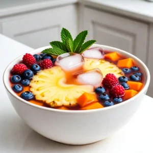 - 2 cups pineapple juice - 2 cups orange juice - 1 cup coconut water - 1 cup sparkling water or lemon-lime soda - 1 cup mixed berries (strawberries, blueberries, raspberries) - 1 ripe banana, sliced - 1 ripe mango, diced - Fresh mint leaves for garnish - Ice cubes For a great party punch, start with fresh, tasty juices. Pineapple juice adds a sweet, tropical taste. Orange juice gives it a bright, citrus flavor. Coconut water adds a light, refreshing twist. Use sparkling water for fizz or lemon-lime soda for extra sweetness. Next, add some fun fruits! Mixed berries bring color and taste. Sliced bananas and diced mango make it even more tropical. Finally, mint leaves bring a fresh aroma that brightens the drink. Don't forget the ice cubes! They keep the punch cool and refreshing. This mix of flavors makes your punch a hit at any gathering! {{ingredient_image_2}} - Mixing the base juices Start by adding 2 cups of pineapple juice and 2 cups of orange juice into a large punch bowl. Use a wooden spoon to stir them well. This creates a fruity base for your punch. - Incorporating coconut water Slowly pour in 1 cup of coconut water. Stir gently to blend the flavors. This adds a tropical twist and keeps the punch light and refreshing. - Adding carbonation Next, add 1 cup of sparkling water or lemon-lime soda. Pour it in carefully. This step gives your punch that lively fizz, making it fun to drink. - Folding in fruits Now, gently fold in 1 cup of mixed berries, 1 sliced banana, and 1 diced mango. Use a soft touch to keep the fruit intact. This will add sweetness and color to your punch. - Chilling the punch Add ice cubes to the bowl. This keeps the punch cold and refreshing. You want it to be nice and chilled for your guests. - Final stirring technique With a gentle stirring motion, combine all the ingredients once more. This helps the flavors blend without crushing the fruit. - Recommended resting time for best flavor Let the punch sit for about 10 minutes. This resting time allows the flavors to meld beautifully. It makes the punch taste even better when served. - Tips for choosing ripe fruit: Look for fruits that feel firm but not hard. A ripe mango should have some give when you press it gently. Bananas should be yellow with slight brown spots for sweetness. Berries should be bright and plump, with no signs of mold. - Methods to make a balanced punch: To balance flavors, mix sweet juices with tart ones. Pineapple juice adds sweetness while orange juice adds a nice tang. Always taste your punch as you mix, adjusting ingredients for your perfect blend. - Suggestions for a visually appealing presentation: Use a clear bowl for your punch. This way, guests can see the colorful fruits. Add slices of lime and orange around the bowl&rsquo;s edge. A sprig of mint on top of each glass adds a fresh touch. - Adjusting sweetness to taste: If your punch is too sweet, add more coconut water or sparkling water. For extra sweetness, a splash of lemon-lime soda works well. Remember, you can always add more, but you can&rsquo;t take it out! Pro Tips Use Fresh Juices: For the best flavor, opt for freshly squeezed pineapple and orange juice instead of store-bought varieties. Adjust Sweetness: If you prefer a sweeter punch, you can substitute sparkling water with lemon-lime soda or add a touch of honey or agave syrup. Chill Your Ingredients: Pre-chill your juices and coconut water to keep the punch cold without diluting it too much with ice. Garnish Creatively: Enhance the visual appeal by adding colorful fruit slices or edible flowers as a garnish along with the mint leaves. {{image_4}} You can make this party punch stand out with fun twists. Non-alcoholic tropical variations: For a kid-friendly drink, keep the punch alcohol-free. You can add more fruit juices like mango or guava. Try using different kinds of berries, too. They add a burst of color and flavor. Adding alcohol for adult parties: If you want to spice things up, you can add a splash of rum or vodka. Just mix in about a cup of your favorite spirit. This makes the punch a great choice for adult gatherings. Seasonal fruit substitutes: Use fruits that are in season. In summer, add peaches or cherries. In winter, try pomegranate seeds or clementines. These fruits not only taste great but also look beautiful in the bowl. Using flavored sparkling waters: Instead of plain sparkling water, try flavored ones. Options like berry or citrus can add another layer of taste. This small change can surprise your guests with new flavors. Experiment with these ideas to create your own perfect punch! When you have leftover party punch, store it in a sealed container. A large pitcher works well. Make sure it has a good lid to keep out air and dirt. This keeps the punch fresh. If using glass, be careful when pouring. The punch lasts up to two days in the fridge. If you added carbonated soda, drink it within one day. The fizz will fade after that. Always check the taste before serving again. To re-serve, pour the punch over fresh ice. This keeps it cool. You can also add more fruit slices if you like. Fresh mint leaves are a nice touch, too. They add a bright look and taste. Can I make this punch ahead of time? Yes, you can make this punch a few hours early. Mix the juices and fruits, but wait to add the sparkling water. This keeps the fizz fresh. How can I adjust the recipe for larger gatherings? To serve more people, simply double or triple the recipe. Ensure you have a big enough bowl to hold all the ingredients. What are some alternative garnishes? Try using citrus slices, like lemons or limes. You can also use other fresh herbs, like basil or rosemary, for a unique touch. Is it possible to make a sugar-free version? Yes, you can use unsweetened juices and sparkling water. Look for natural sweeteners if you want some added sweetness without sugar. How do I keep the punch from getting watered down? Use frozen fruit instead of ice cubes. This will keep the punch cold and flavorful without diluting it. You can also freeze some of the punch in advance as ice cubes. This blog post has shared how to create a tasty fruity tropical party punch. We covered essential ingredients, simple steps to prepare it, and tips for enhancing flavor and look. You can also explore variations or find out how to store leftovers. My final thought is that this punch adds fun and flavor to any gathering. Try out your creativity and enjoy the process of mixing your own delicious punch!